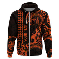 Custom Hawaii Hoodie Paradise of the Pacific Tribal Kakau for King Kamehameha Day - Orange - Wonder Print Shop