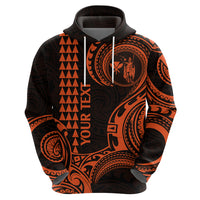 Custom Hawaii Hoodie Paradise of the Pacific Tribal Kakau for King Kamehameha Day - Orange - Wonder Print Shop
