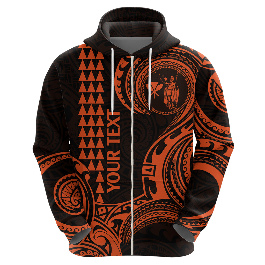 Custom Hawaii Hoodie Paradise of the Pacific Tribal Kakau for King Kamehameha Day - Orange - Wonder Print Shop