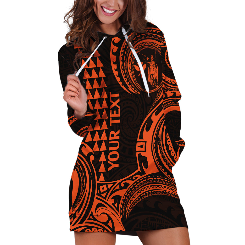 Custom Hawaii Hoodie Dress Paradise of the Pacific Tribal Kakau for King Kamehameha Day - Orange - Wonder Print Shop