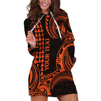 Custom Hawaii Hoodie Dress Paradise of the Pacific Tribal Kakau for King Kamehameha Day - Orange - Wonder Print Shop