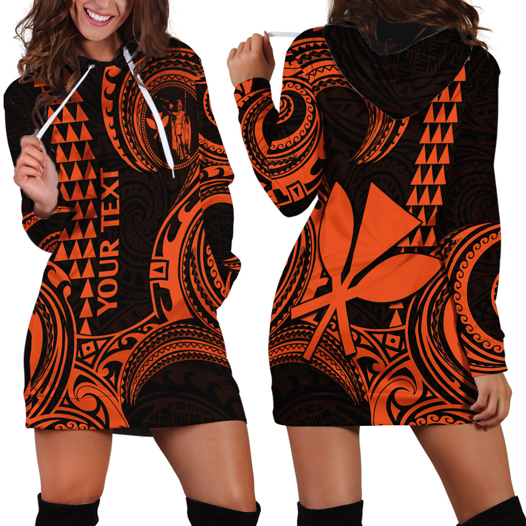 Custom Hawaii Hoodie Dress Paradise of the Pacific Tribal Kakau for King Kamehameha Day - Orange - Wonder Print Shop