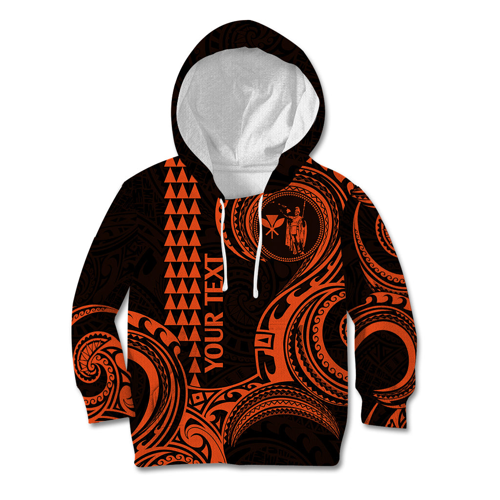 Custom Hawaii Kid Hoodie Paradise of the Pacific Tribal Kakau for King Kamehameha Day - Orange - Wonder Print Shop