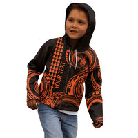 Custom Hawaii Kid Hoodie Paradise of the Pacific Tribal Kakau for King Kamehameha Day - Orange - Wonder Print Shop