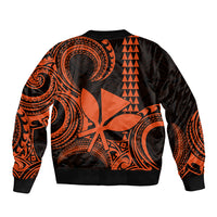 Custom Hawaii Sleeve Zip Bomber Jacket Paradise of the Pacific Tribal Kakau for King Kamehameha Day - Orange - Wonder Print Shop