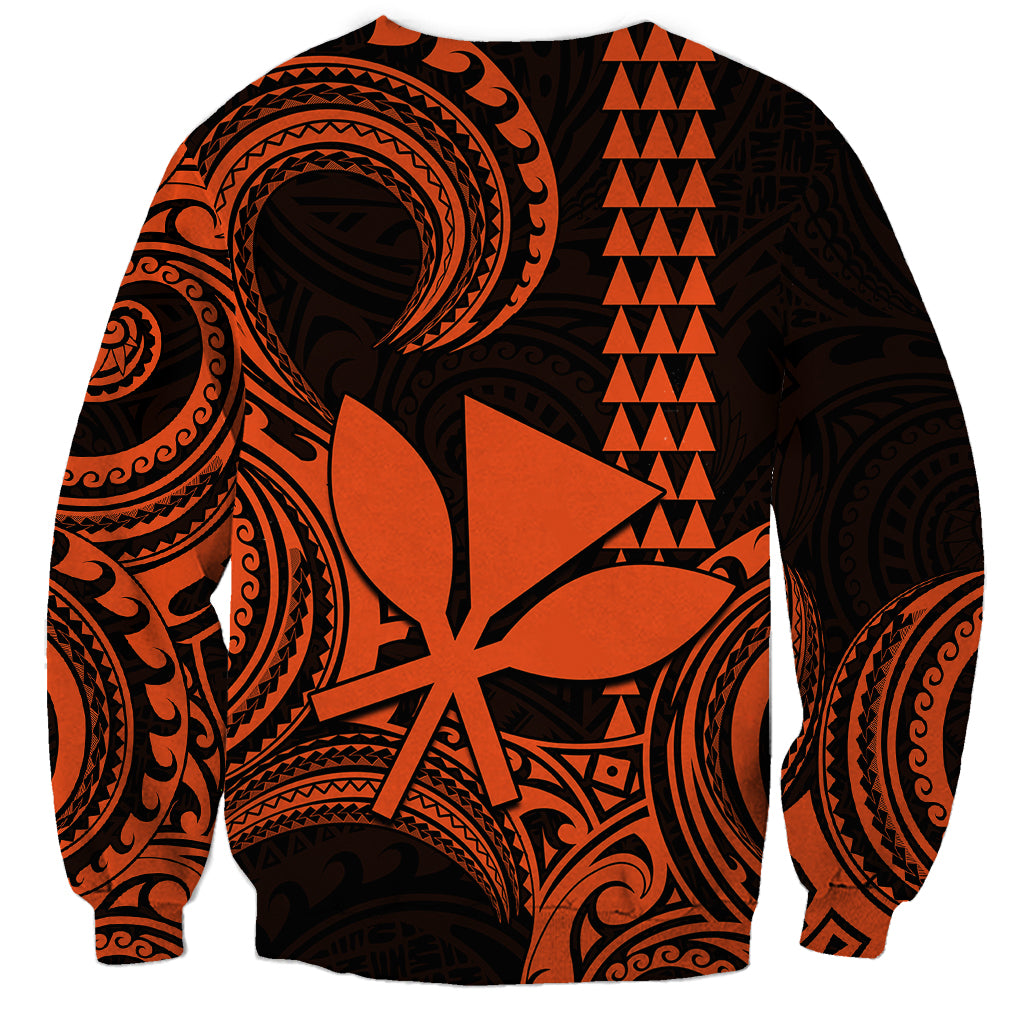 Custom Hawaii Sweatshirt Paradise of the Pacific Tribal Kakau for King Kamehameha Day - Orange - Wonder Print Shop