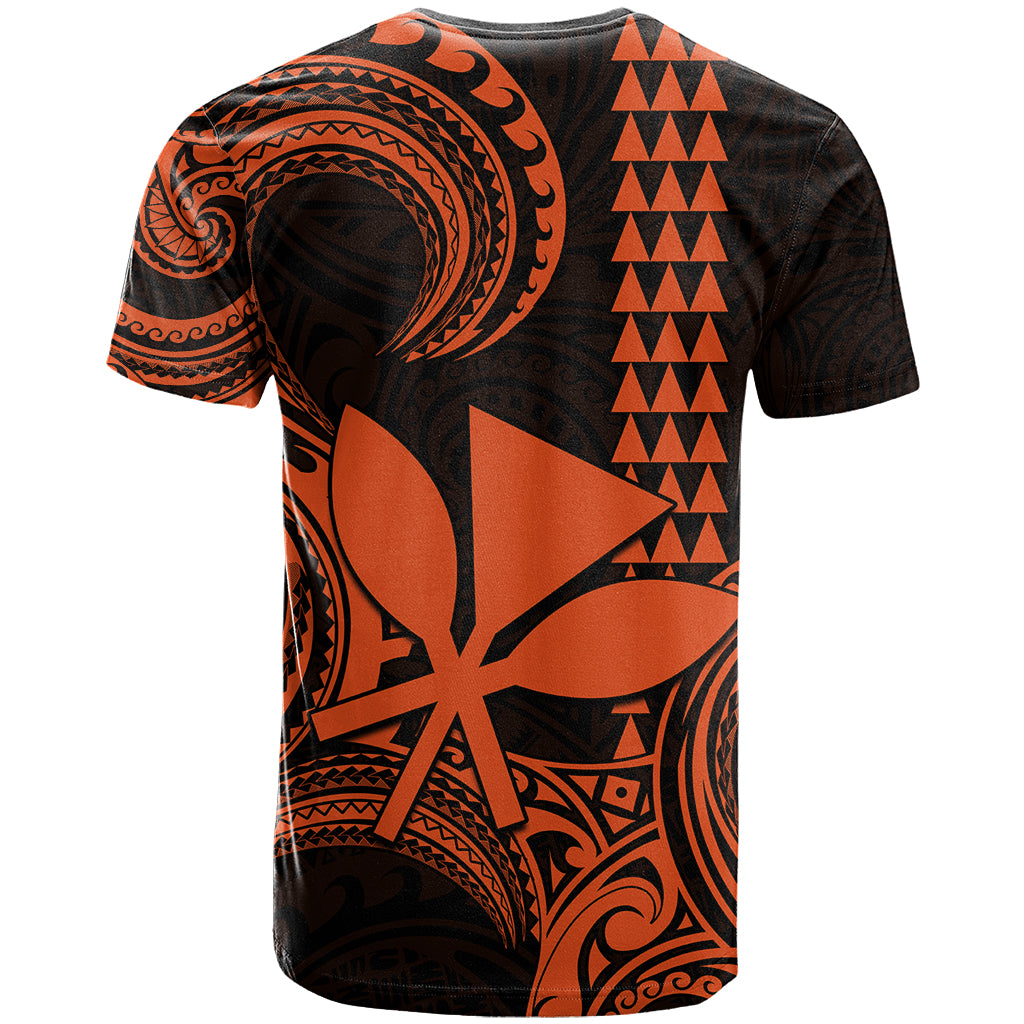Custom Hawaii T Shirt Paradise of the Pacific Tribal Kakau for King Kamehameha Day - Orange - Wonder Print Shop