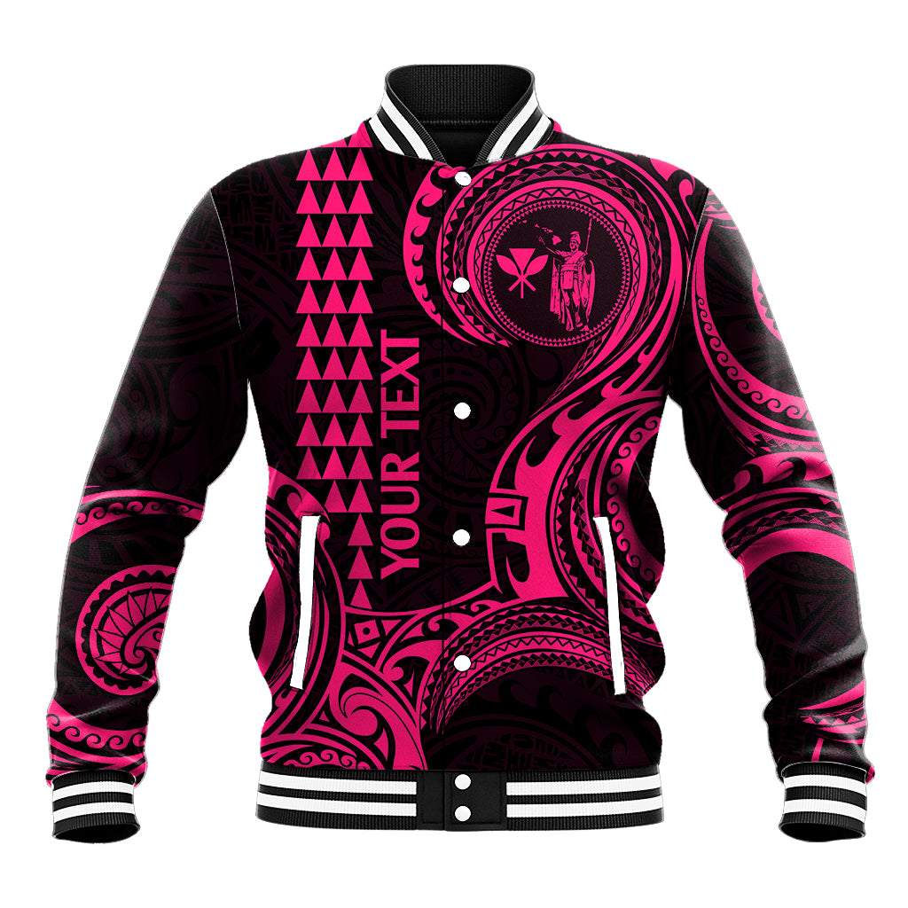 Custom Hawaii Baseball Jacket Paradise of the Pacific Tribal Kakau for King Kamehameha Day - Pink LT9 - Wonder Print Shop