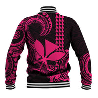 Custom Hawaii Baseball Jacket Paradise of the Pacific Tribal Kakau for King Kamehameha Day - Pink LT9 - Wonder Print Shop