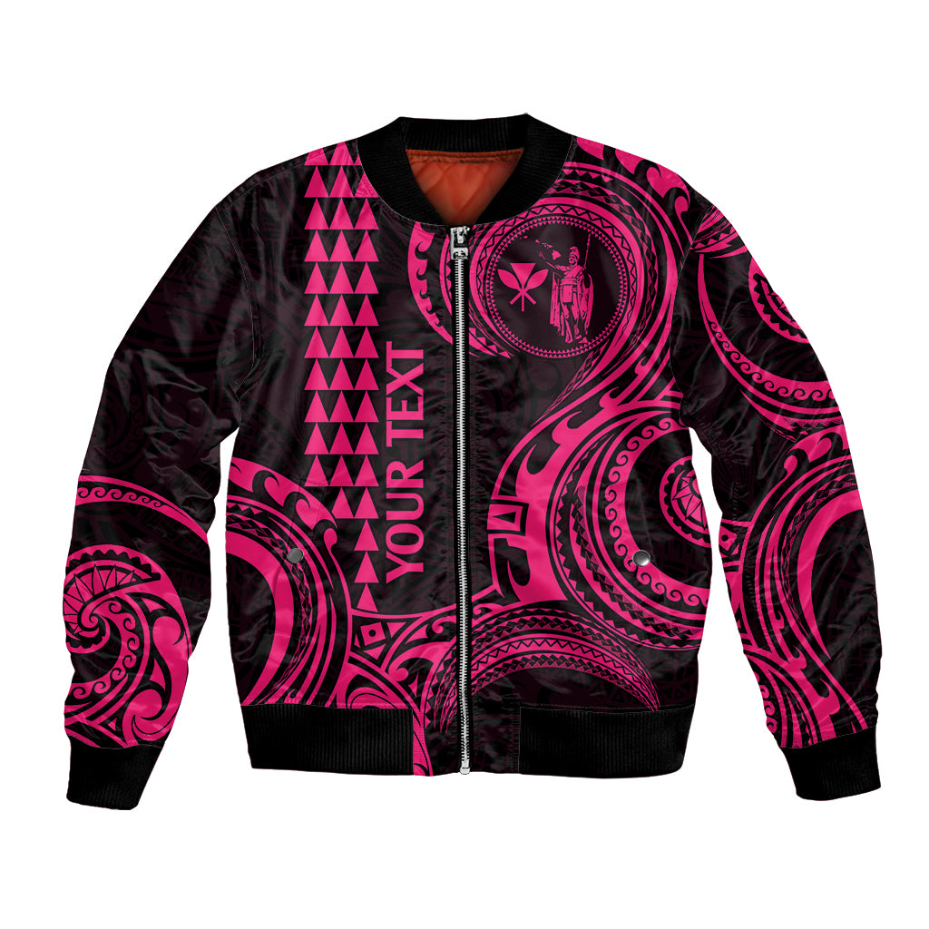 Custom Hawaii Bomber Jacket Paradise of the Pacific Tribal Kakau for King Kamehameha Day - Pink LT9 - Wonder Print Shop