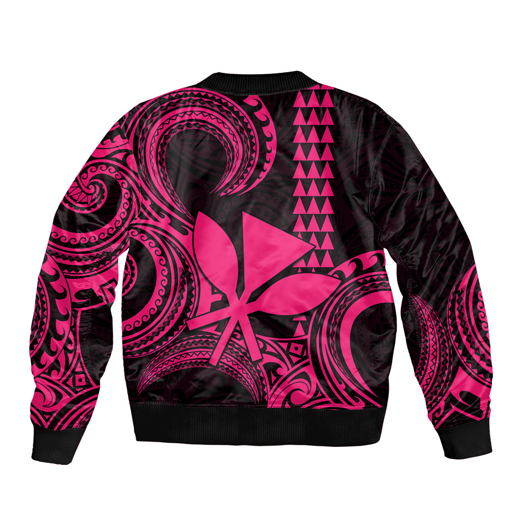 Custom Hawaii Bomber Jacket Paradise of the Pacific Tribal Kakau for King Kamehameha Day - Pink LT9 - Wonder Print Shop