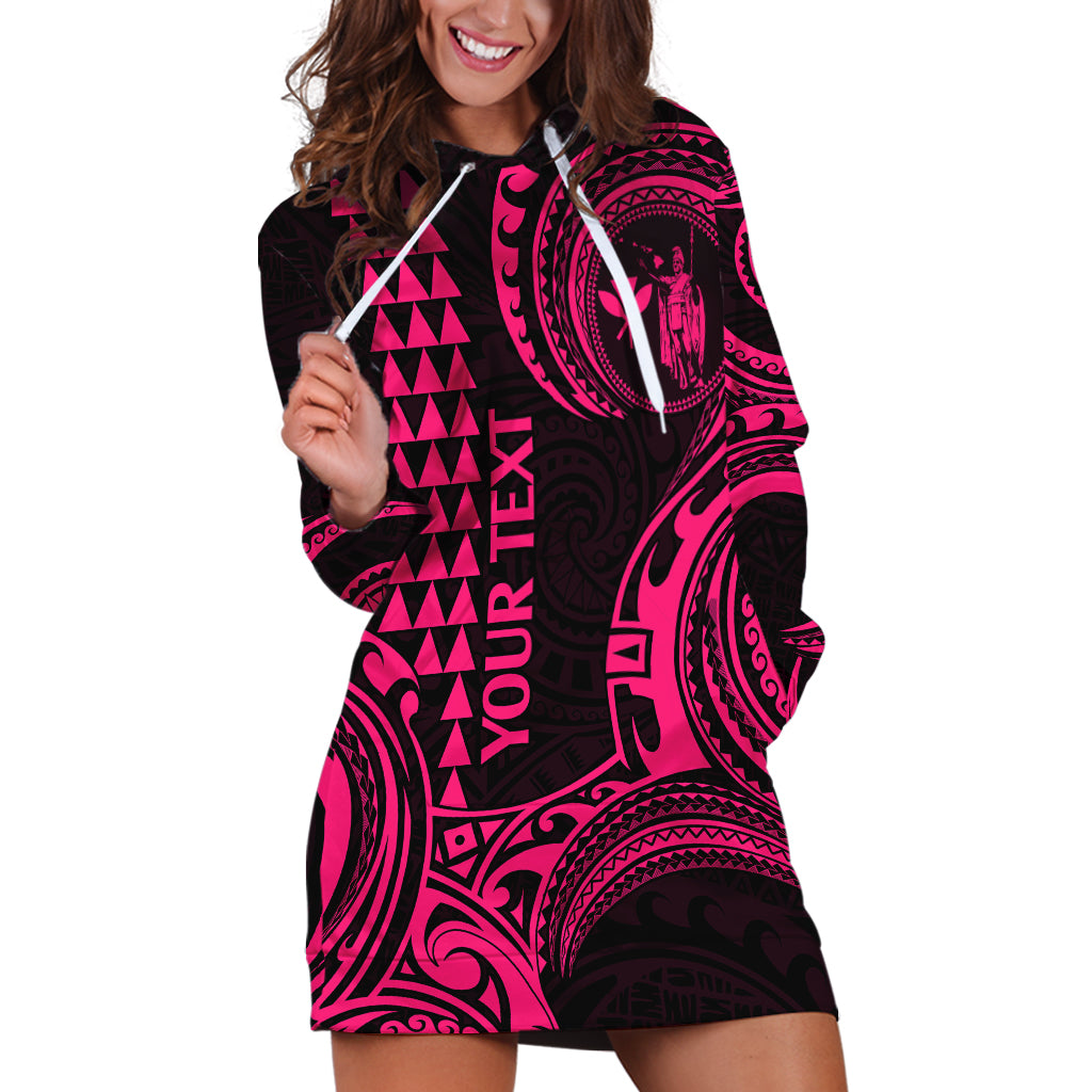 Custom Hawaii Hoodie Dress Paradise of the Pacific Tribal Kakau for King Kamehameha Day - Pink - Wonder Print Shop
