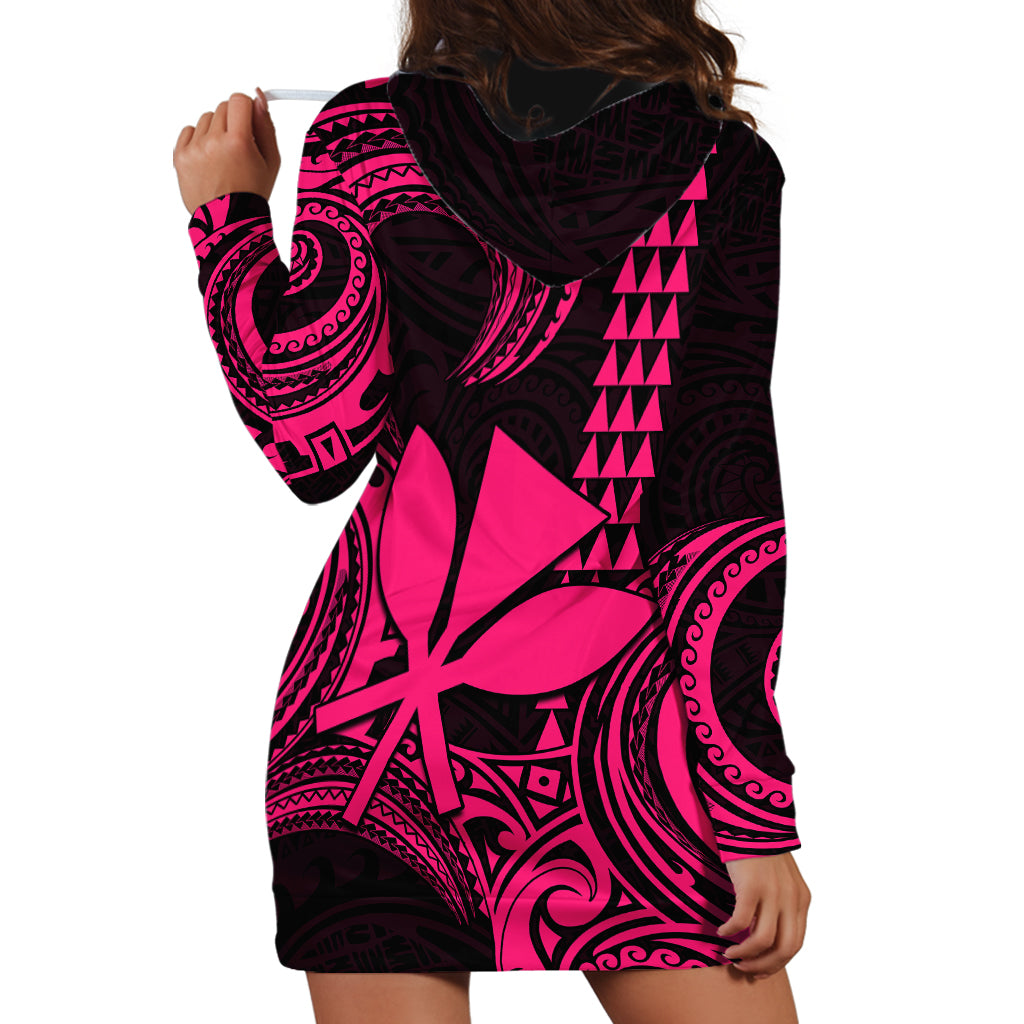 Custom Hawaii Hoodie Dress Paradise of the Pacific Tribal Kakau for King Kamehameha Day - Pink - Wonder Print Shop