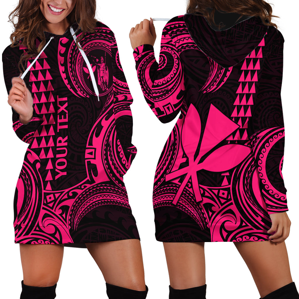 Custom Hawaii Hoodie Dress Paradise of the Pacific Tribal Kakau for King Kamehameha Day - Pink - Wonder Print Shop