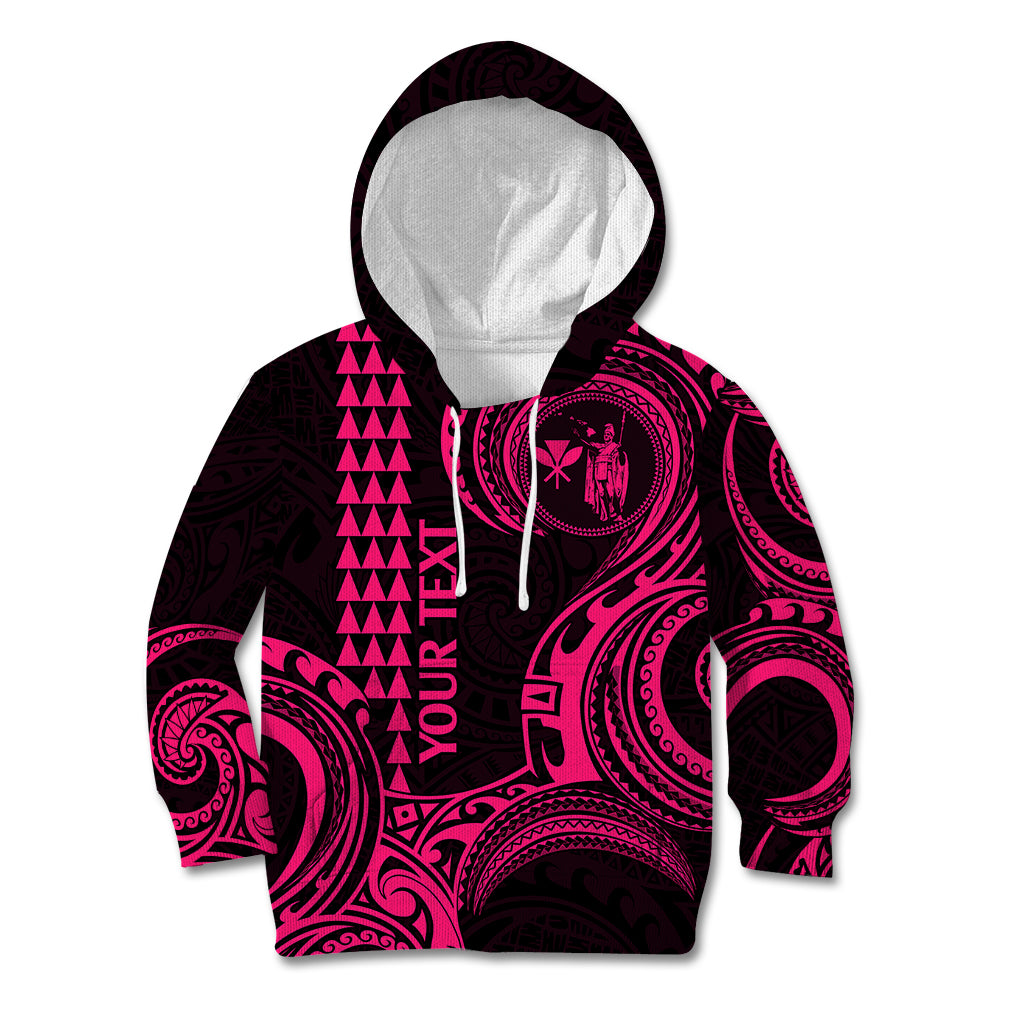 Custom Hawaii Kid Hoodie Paradise of the Pacific Tribal Kakau for King Kamehameha Day - Pink - Wonder Print Shop