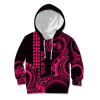 Custom Hawaii Kid Hoodie Paradise of the Pacific Tribal Kakau for King Kamehameha Day - Pink - Wonder Print Shop