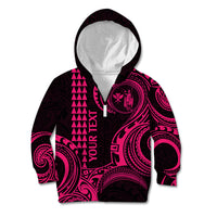 Custom Hawaii Kid Hoodie Paradise of the Pacific Tribal Kakau for King Kamehameha Day - Pink - Wonder Print Shop