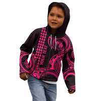 Custom Hawaii Kid Hoodie Paradise of the Pacific Tribal Kakau for King Kamehameha Day - Pink - Wonder Print Shop