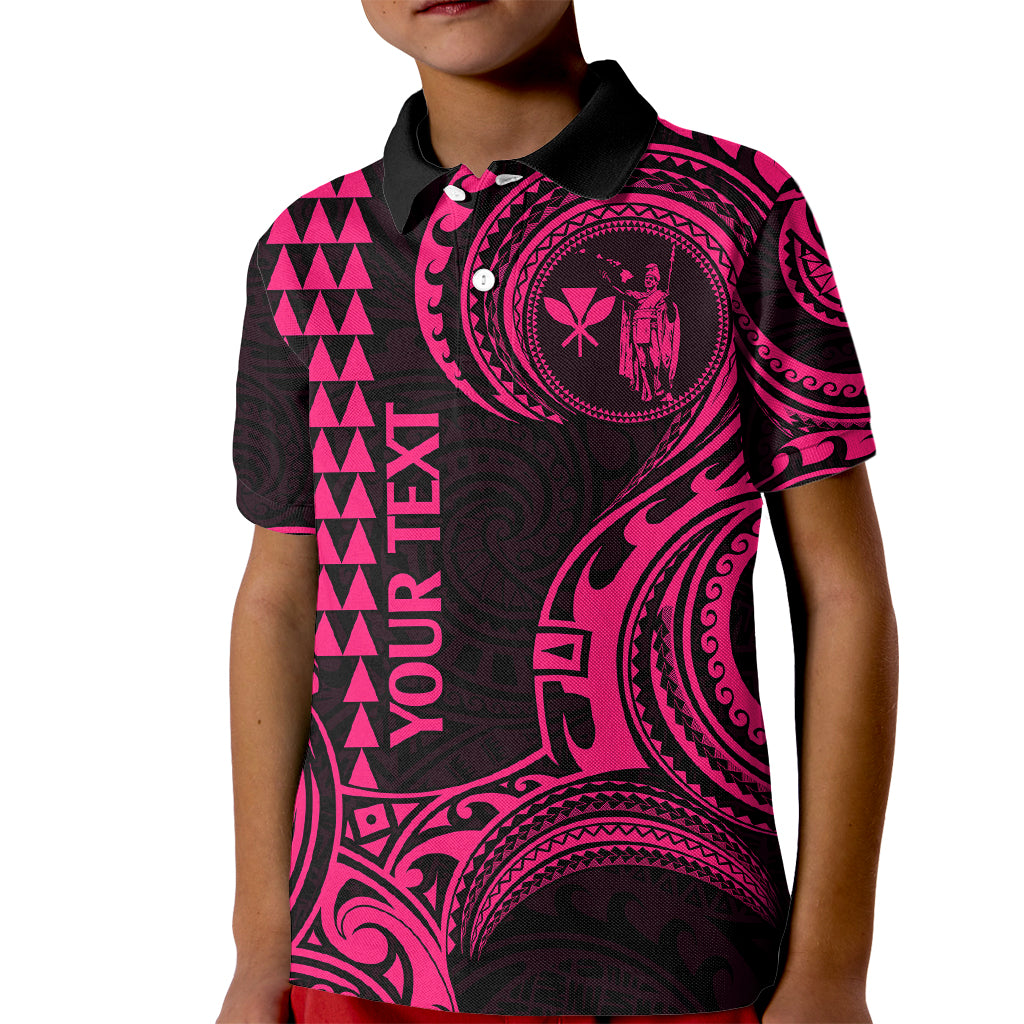Custom Hawaii Kid Polo Shirt Paradise of the Pacific Tribal Kakau for King Kamehameha Day - Pink - Wonder Print Shop
