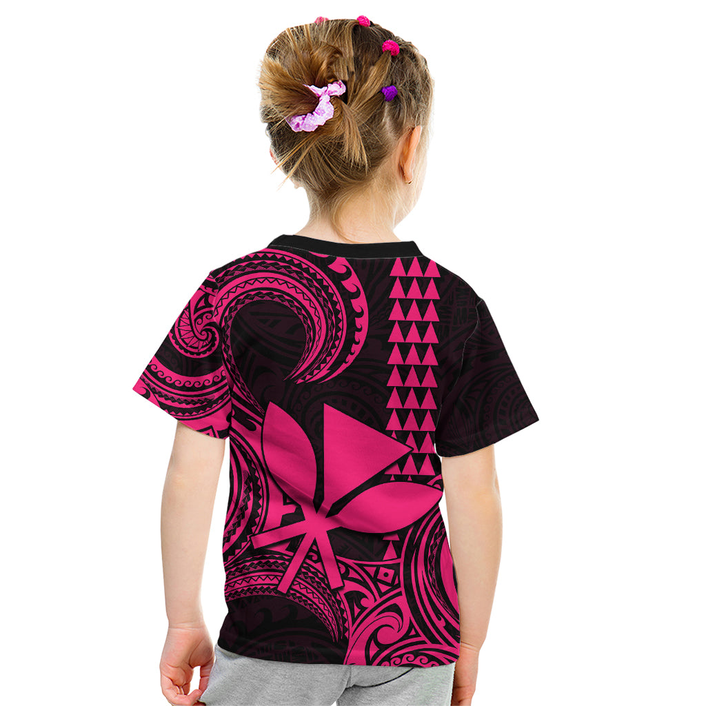 Custom Hawaii Kid T Shirt Paradise of the Pacific Tribal Kakau for King Kamehameha Day - Pink - Wonder Print Shop