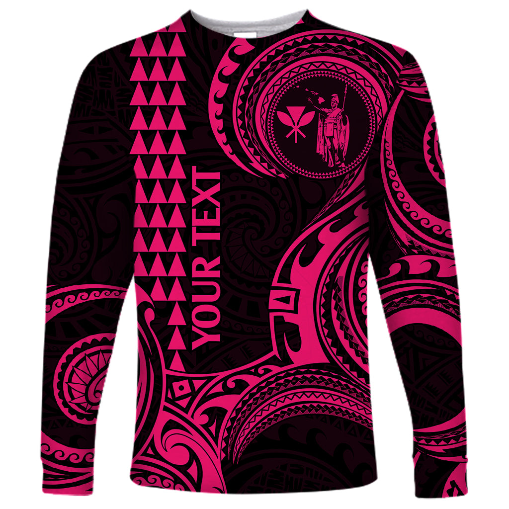 Custom Hawaii Long Sleeve Shirt Paradise of the Pacific Tribal Kakau for King Kamehameha Day - Pink - Wonder Print Shop