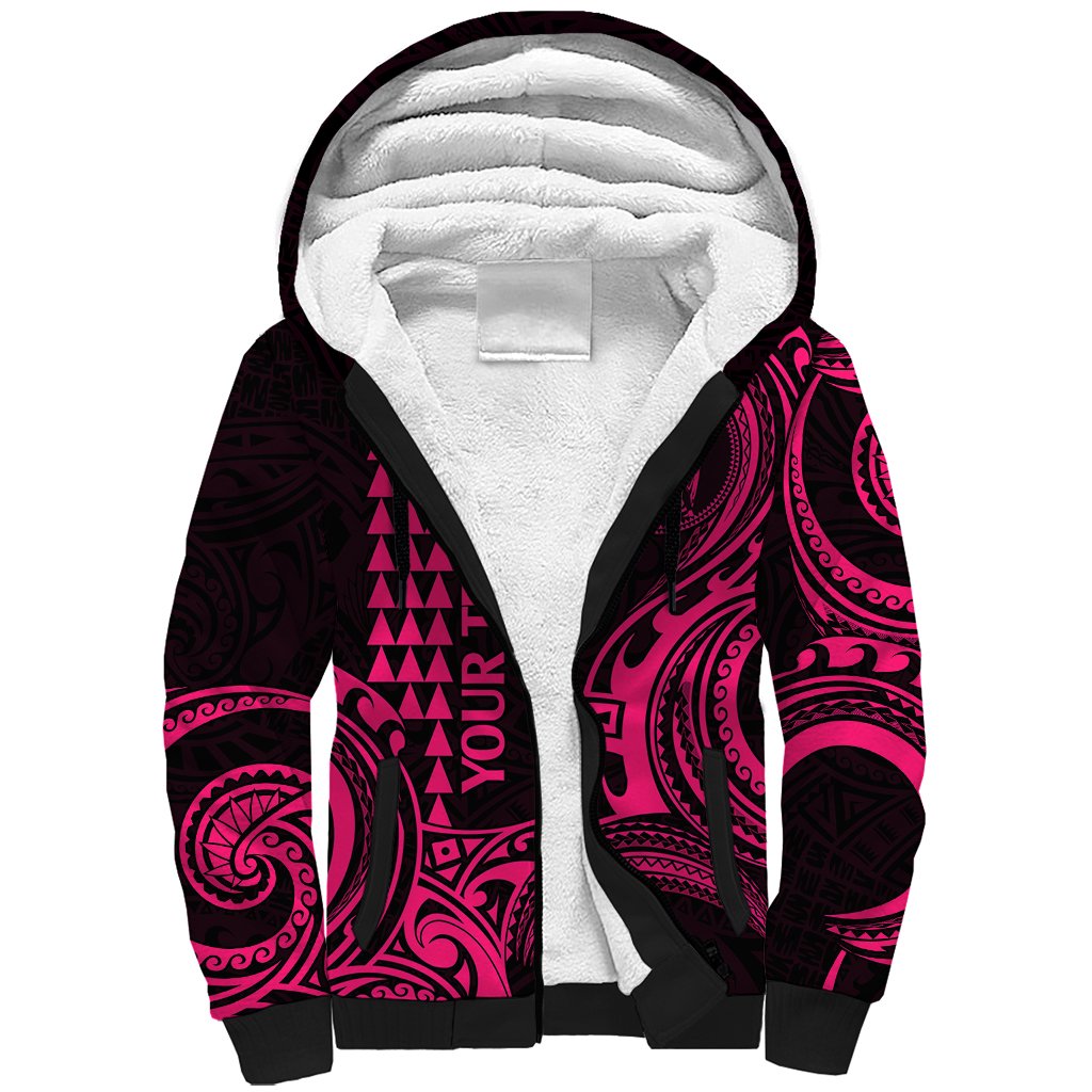 Custom Hawaii Sherpa Hoodie Paradise of the Pacific Tribal Kakau for King Kamehameha Day - Pink - Wonder Print Shop
