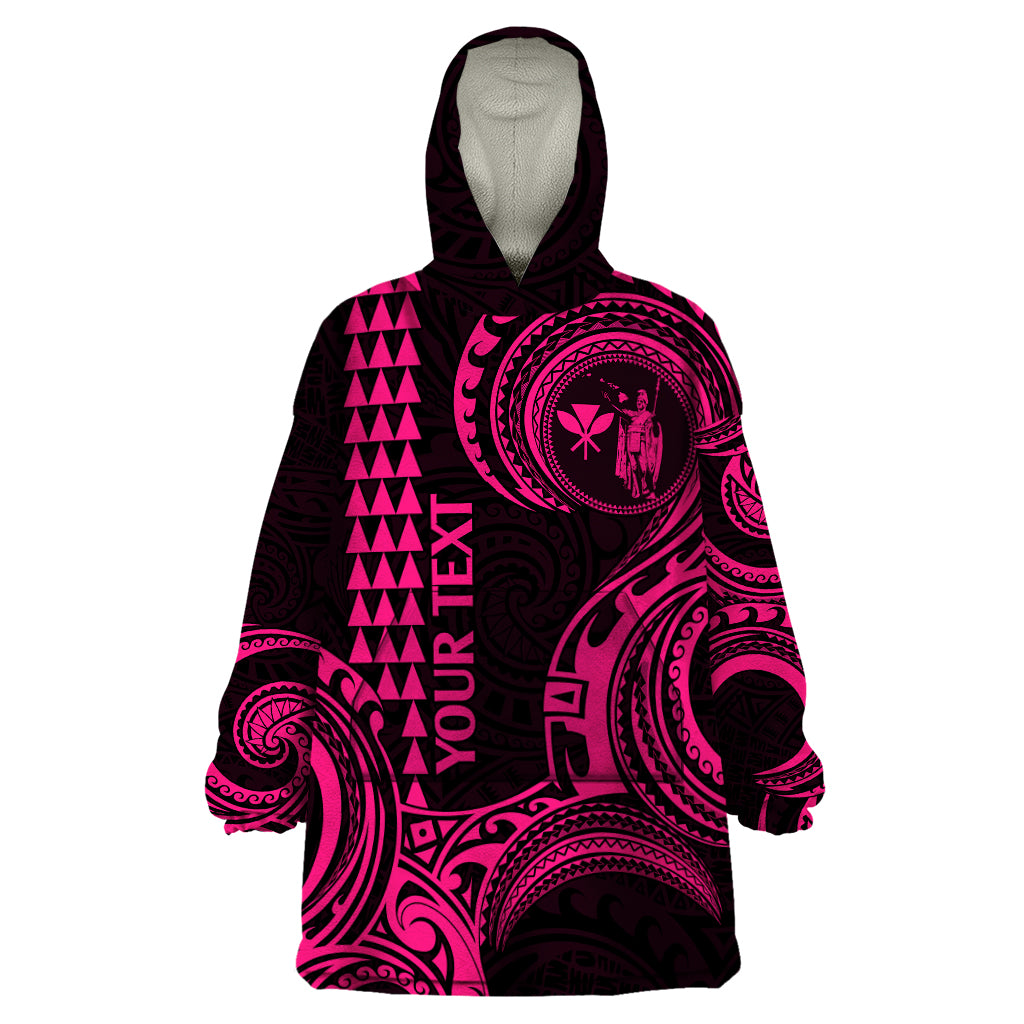 Custom Hawaii Wearable Blanket Hoodie Paradise of the Pacific Tribal Kakau for King Kamehameha Day - Pink - Wonder Print Shop