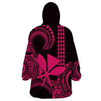 Custom Hawaii Wearable Blanket Hoodie Paradise of the Pacific Tribal Kakau for King Kamehameha Day - Pink - Wonder Print Shop