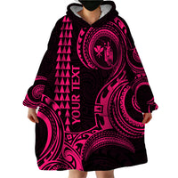 Custom Hawaii Wearable Blanket Hoodie Paradise of the Pacific Tribal Kakau for King Kamehameha Day - Pink - Wonder Print Shop