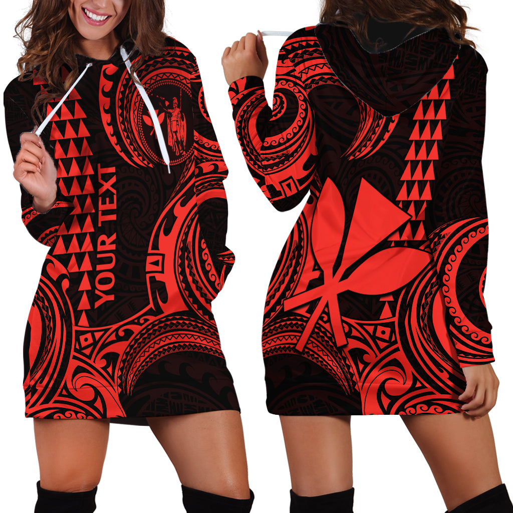 Custom Hawaii Hoodie Dress Paradise of the Pacific Tribal Kakau for King Kamehameha Day - Red - Wonder Print Shop