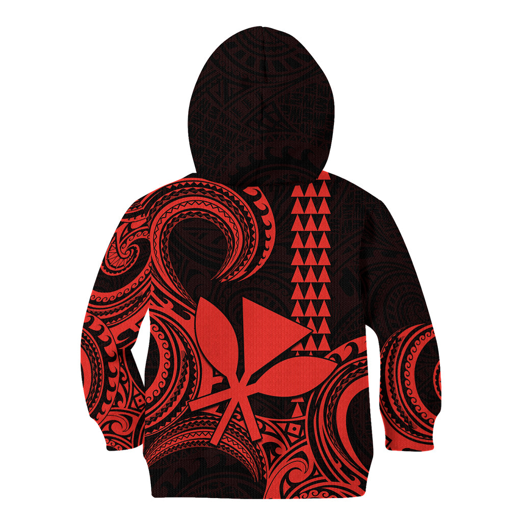 Custom Hawaii Kid Hoodie Paradise of the Pacific Tribal Kakau for King Kamehameha Day - Red - Wonder Print Shop