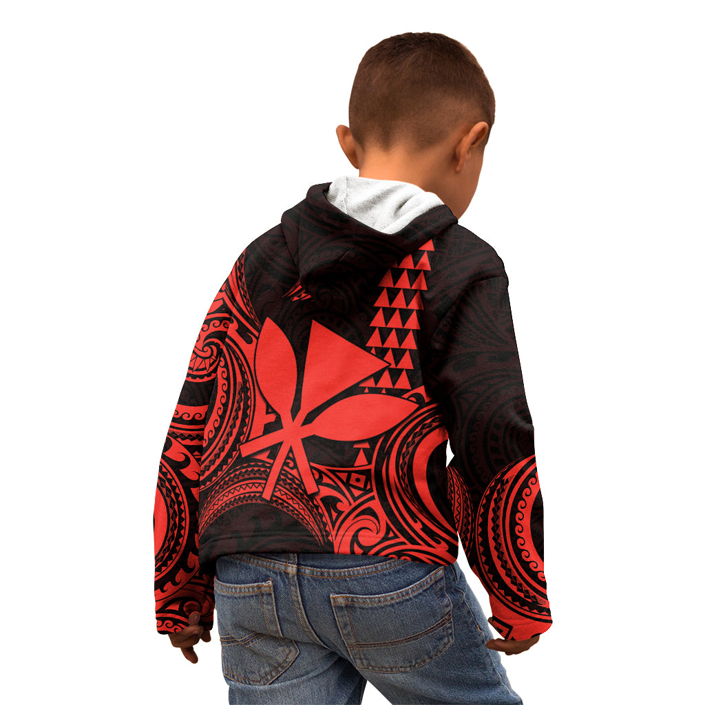 Custom Hawaii Kid Hoodie Paradise of the Pacific Tribal Kakau for King Kamehameha Day - Red - Wonder Print Shop