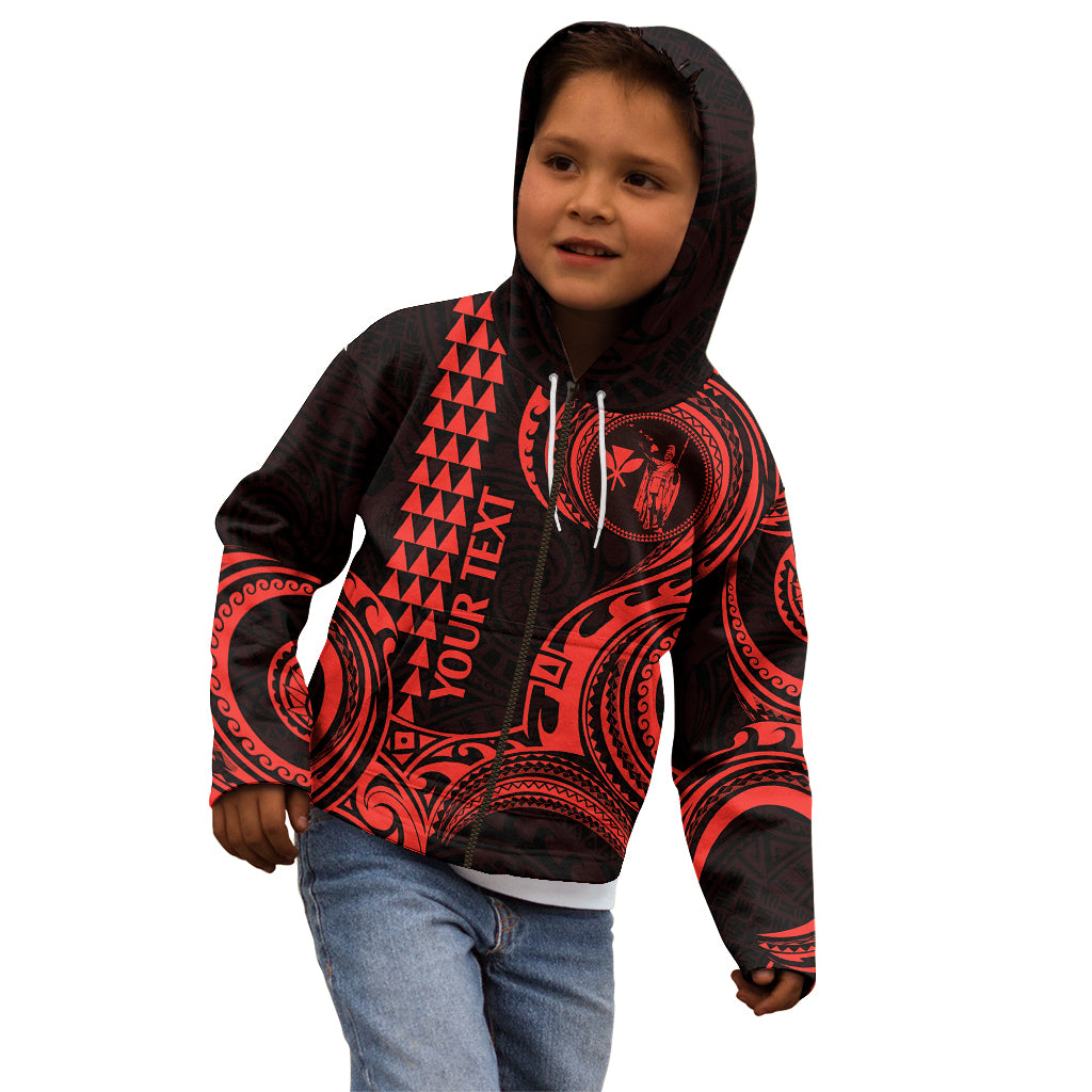 Custom Hawaii Kid Hoodie Paradise of the Pacific Tribal Kakau for King Kamehameha Day - Red - Wonder Print Shop