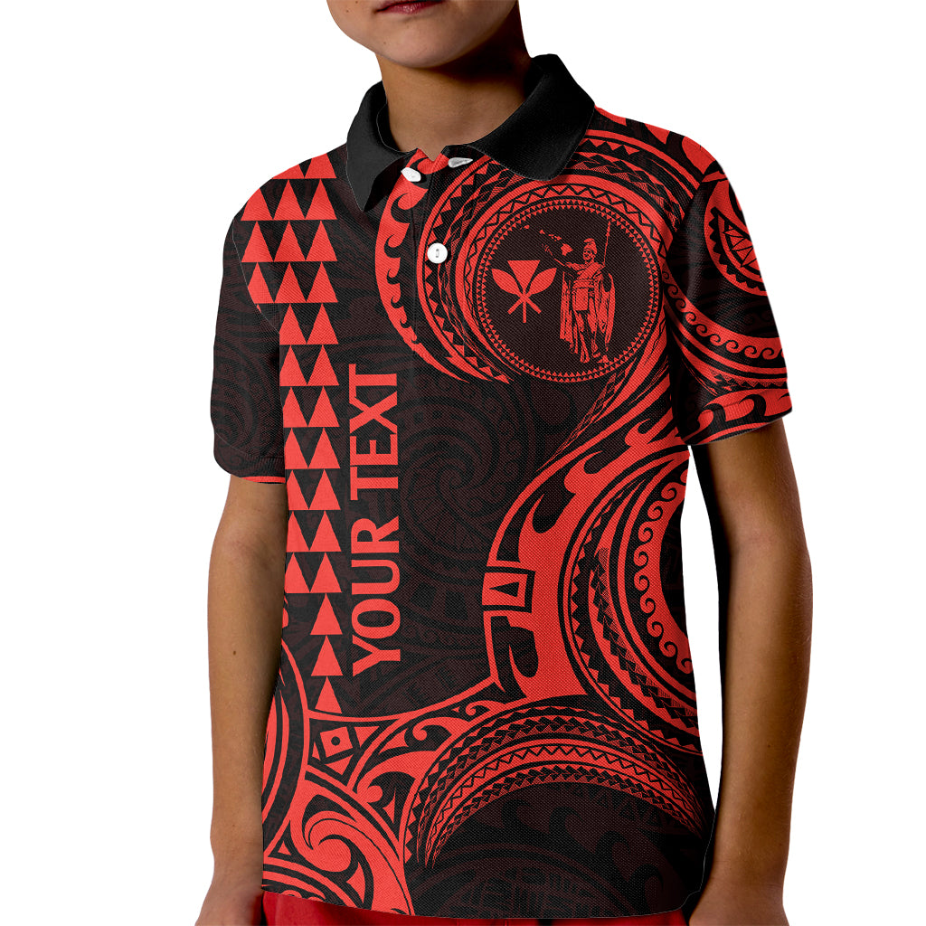 Custom Hawaii Kid Polo Shirt Paradise of the Pacific Tribal Kakau for King Kamehameha Day - Red - Wonder Print Shop