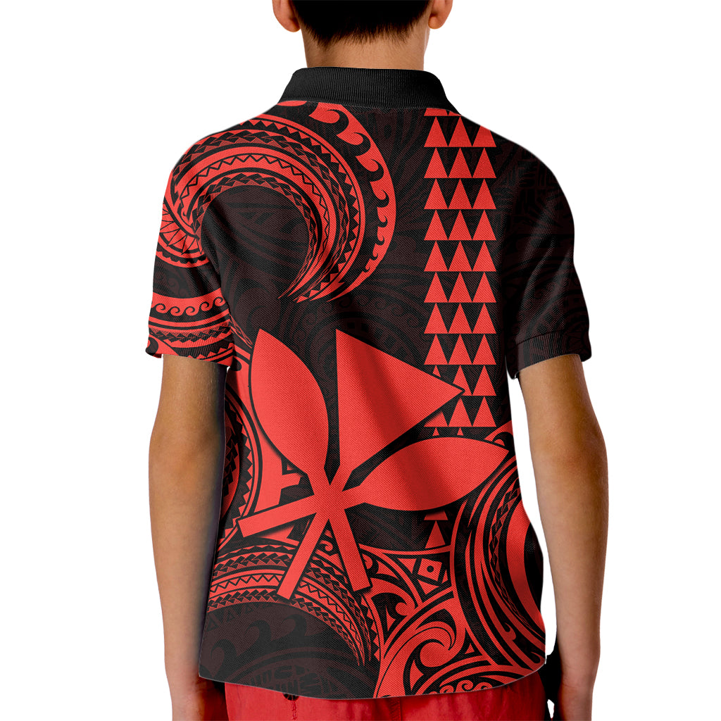 Custom Hawaii Kid Polo Shirt Paradise of the Pacific Tribal Kakau for King Kamehameha Day - Red - Wonder Print Shop