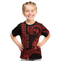 Custom Hawaii Kid T Shirt Paradise of the Pacific Tribal Kakau for King Kamehameha Day - Red - Wonder Print Shop