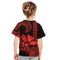 Custom Hawaii Kid T Shirt Paradise of the Pacific Tribal Kakau for King Kamehameha Day - Red - Wonder Print Shop