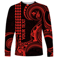 Custom Hawaii Long Sleeve Shirt Paradise of the Pacific Tribal Kakau for King Kamehameha Day - Red - Wonder Print Shop