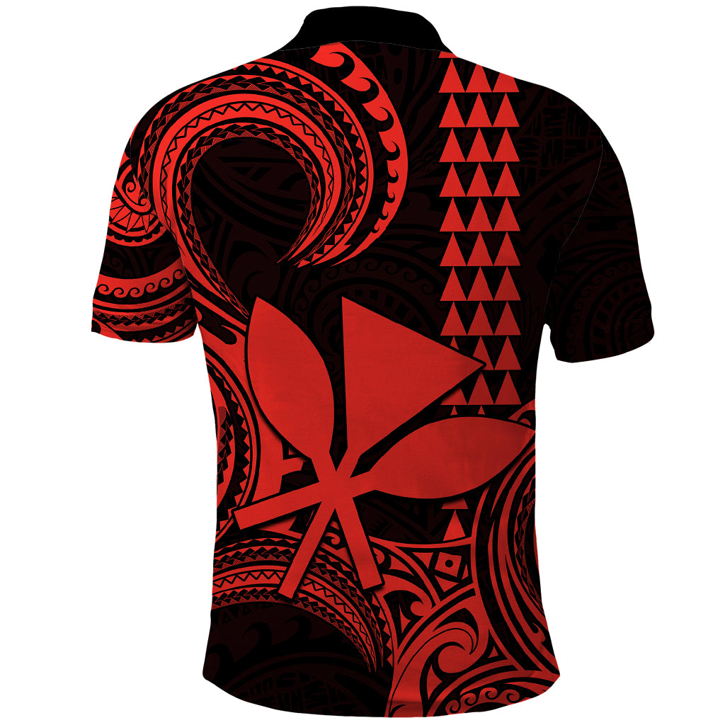 Custom Hawaii Polo Shirt Paradise of the Pacific Tribal Kakau for King Kamehameha Day - Red - Wonder Print Shop