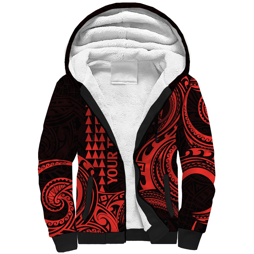 Custom Hawaii Sherpa Hoodie Paradise of the Pacific Tribal Kakau for King Kamehameha Day - Red - Wonder Print Shop