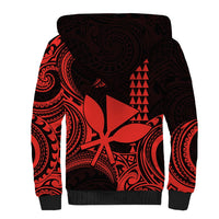 Custom Hawaii Sherpa Hoodie Paradise of the Pacific Tribal Kakau for King Kamehameha Day - Red - Wonder Print Shop