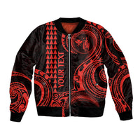 Custom Hawaii Sleeve Zip Bomber Jacket Paradise of the Pacific Tribal Kakau for King Kamehameha Day - Red - Wonder Print Shop