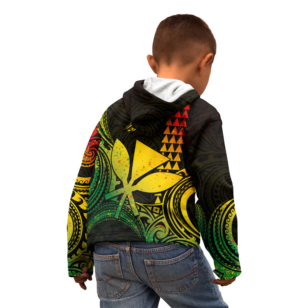 Custom Hawaii Kid Hoodie Paradise of the Pacific Tribal Kakau for King Kamehameha Day - Reggae - Wonder Print Shop