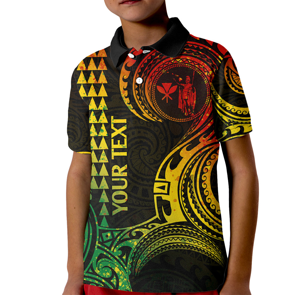 Custom Hawaii Kid Polo Shirt Paradise of the Pacific Tribal Kakau for King Kamehameha Day - Reggae - Wonder Print Shop
