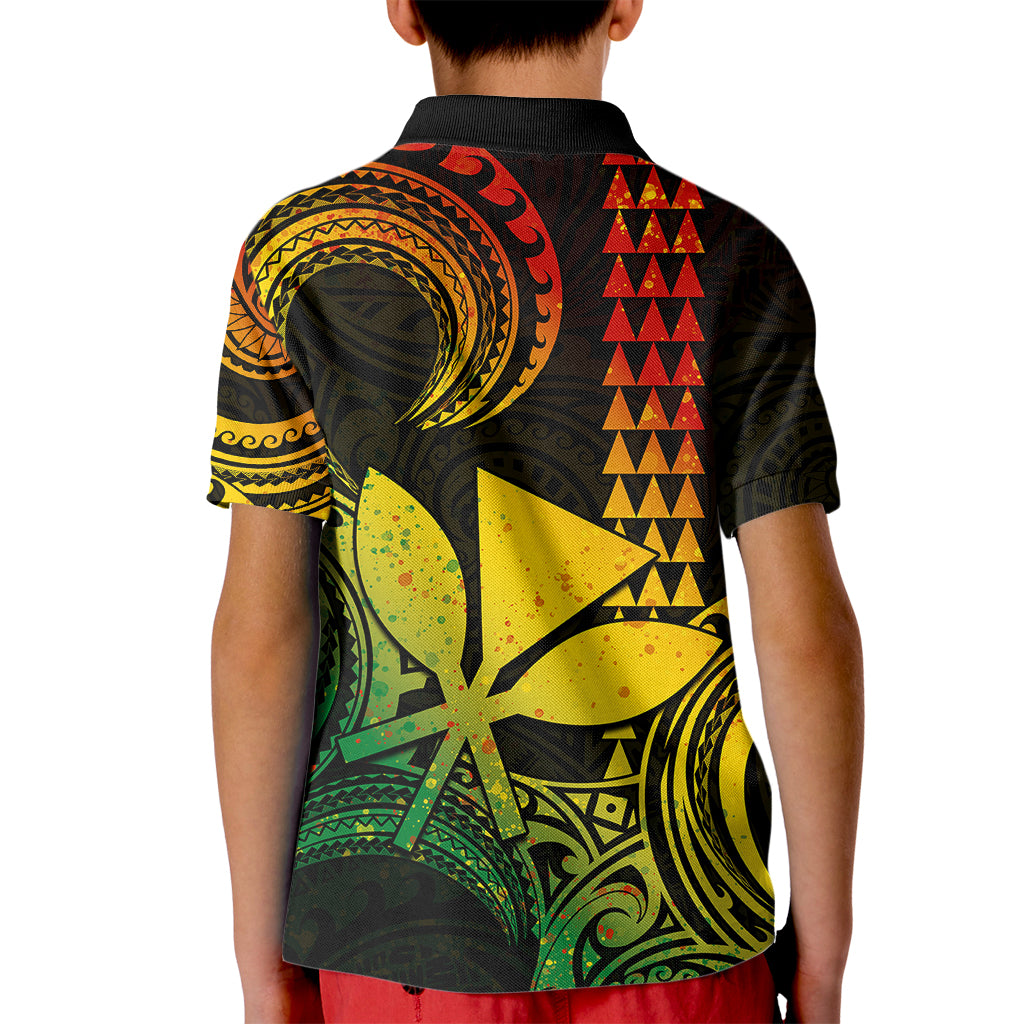 Custom Hawaii Kid Polo Shirt Paradise of the Pacific Tribal Kakau for King Kamehameha Day - Reggae - Wonder Print Shop
