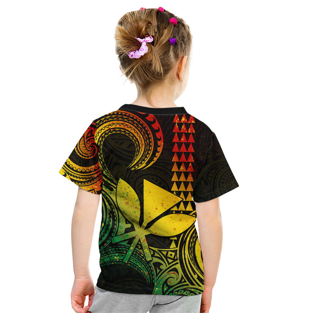 Custom Hawaii Kid T Shirt Paradise of the Pacific Tribal Kakau for King Kamehameha Day - Reggae - Wonder Print Shop
