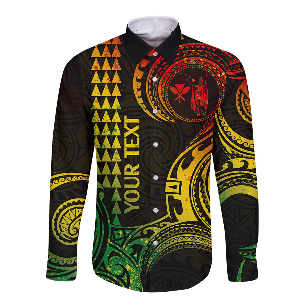 Custom Hawaii Long Sleeve Button Shirt Paradise of the Pacific Tribal Kakau for King Kamehameha Day - Reggae - Wonder Print Shop