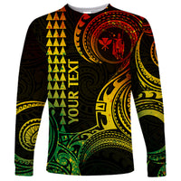Custom Hawaii Long Sleeve Shirt Paradise of the Pacific Tribal Kakau for King Kamehameha Day - Reggae - Wonder Print Shop