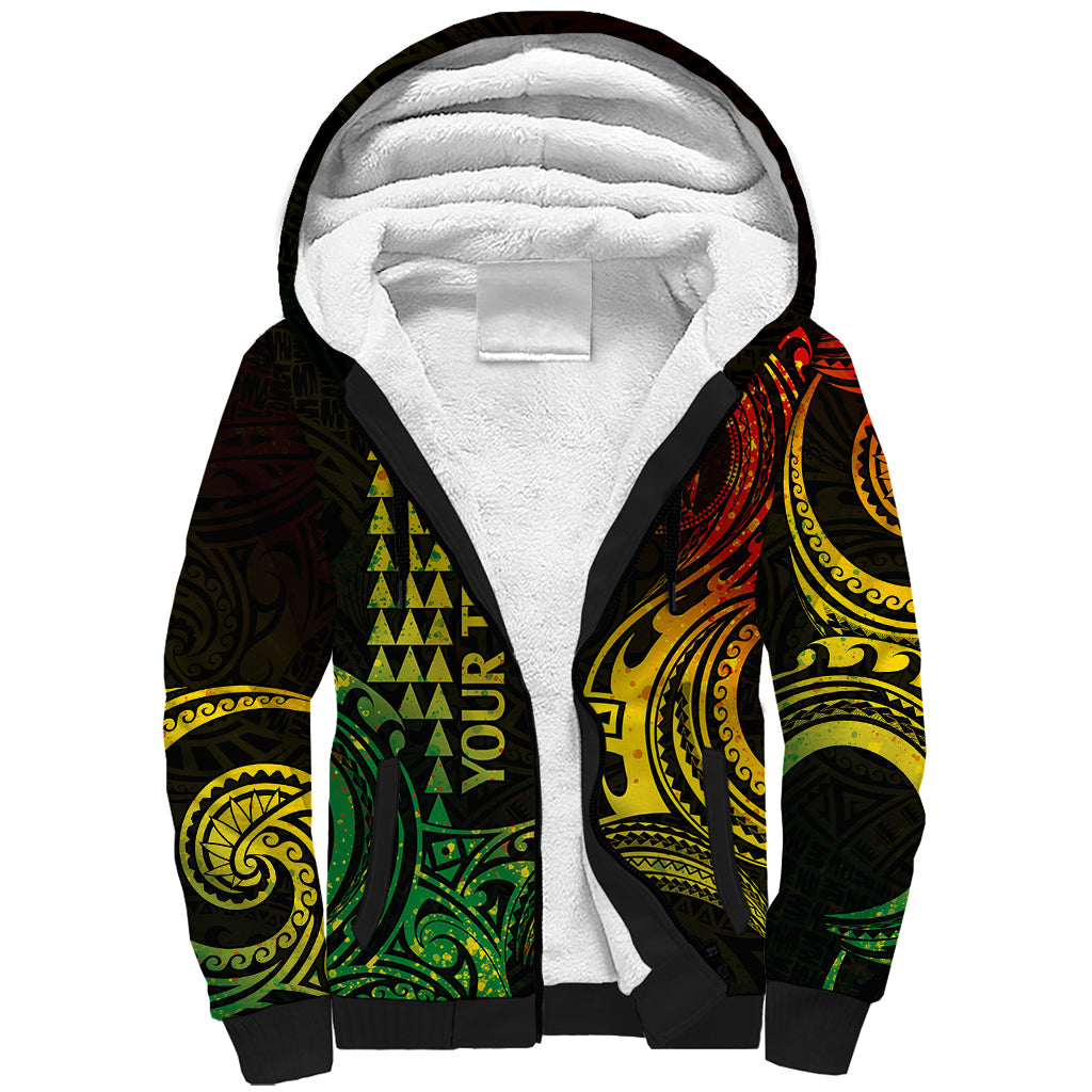 Custom Hawaii Sherpa Hoodie Paradise of the Pacific Tribal Kakau for King Kamehameha Day - Reggae - Wonder Print Shop