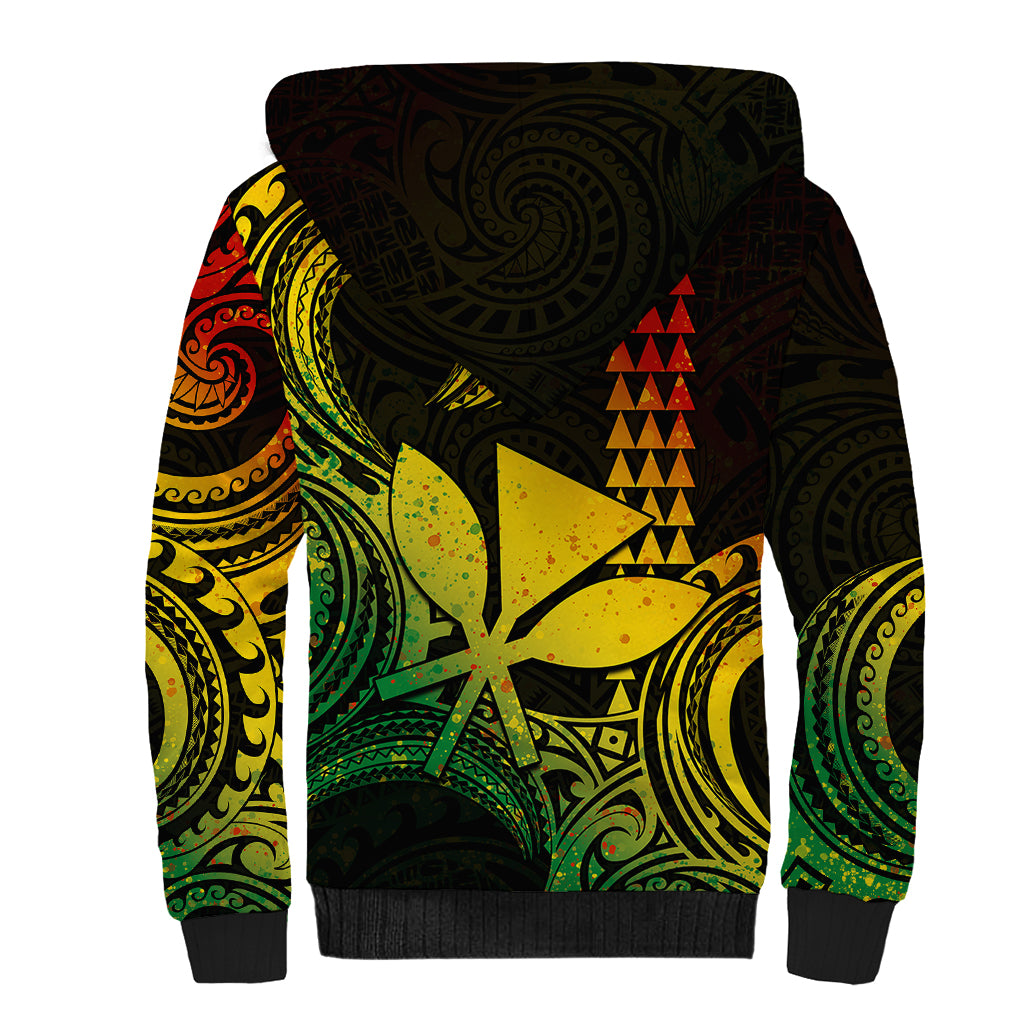 Custom Hawaii Sherpa Hoodie Paradise of the Pacific Tribal Kakau for King Kamehameha Day - Reggae - Wonder Print Shop